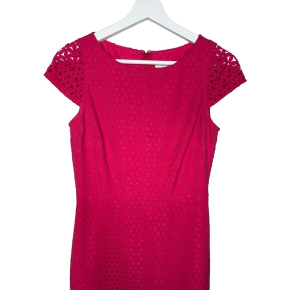 J Crew Dress Womens Size 2 Short Sleeve Mini Fit and Flare Pink Fuchsia Work XS - Picture 3 of 13